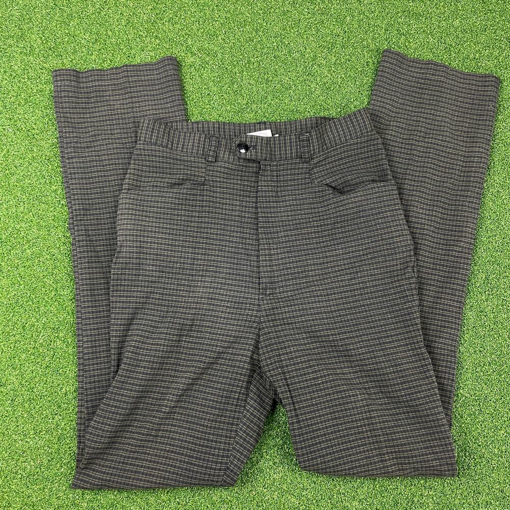 Vintage String Bean Black Plaid Stretch Straight Leg Trousers Pants Sz 5